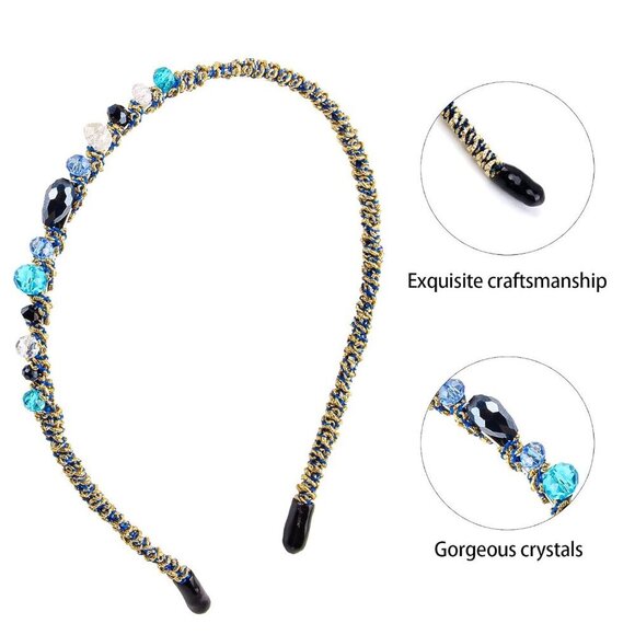 7 Pack Crystal Flower Headbands Faux Rhinestones Jewelry Hair Accessories - Picture 7 of 9